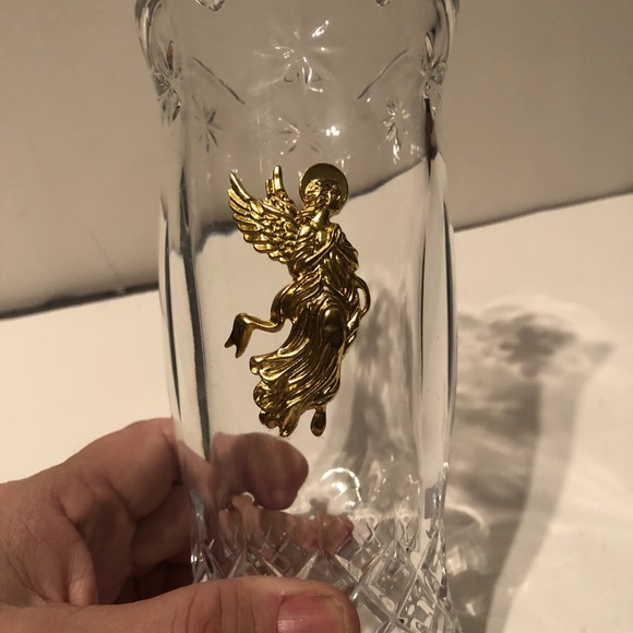 Teleflora 24% lead crystal candle cover with gold angel embellishment like new - Picture 3 of 6